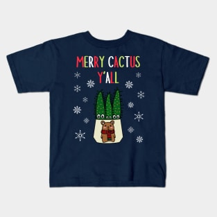 Merry Cactus Y'all - Eves Pin Cacti In Christmas Bear Pot Kids T-Shirt